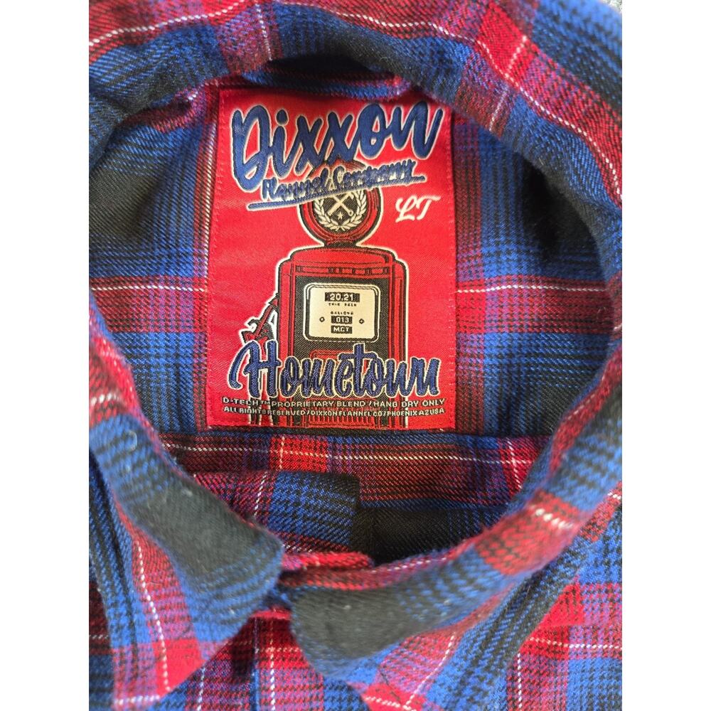 Dixxon Flannel Hometown Men's Large Tall LT Red Blue Plaid Long Sleeve Shirt